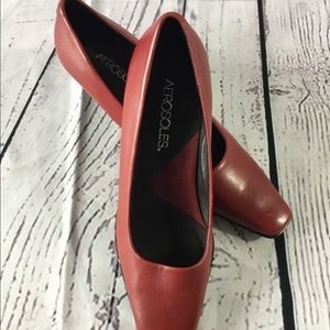 Aerosoles Mini Heel Leather Shoe Dk Red